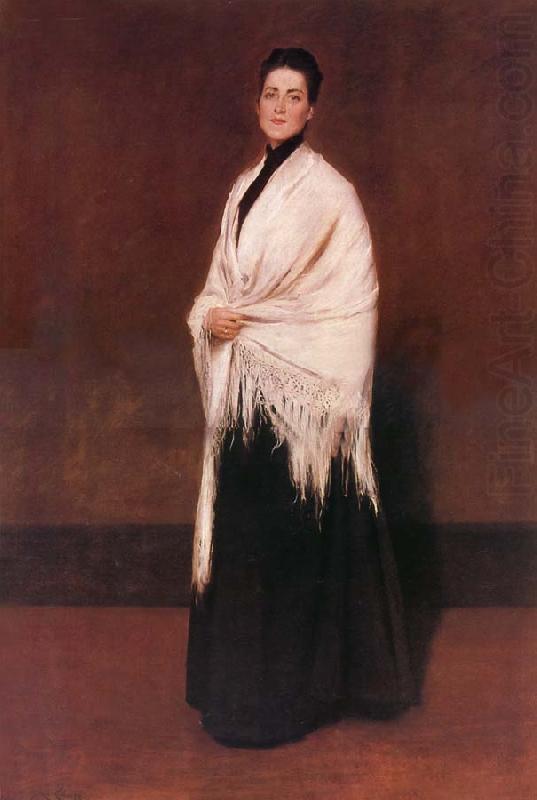 William Merritt Chase The lady wear white shawl china oil painting image